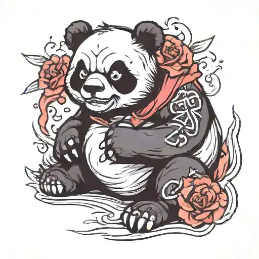 angry panda tattoo design idea