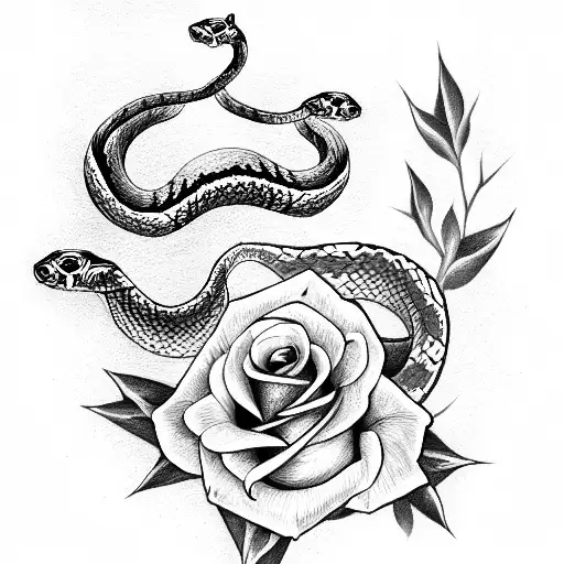 Snake and rose tattoo design idea
