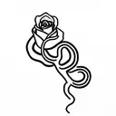 Snake and rose tattoo design idea