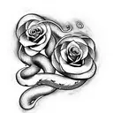 Snake and rose tattoo design idea