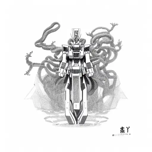 gundam snake robot tattoo design idea