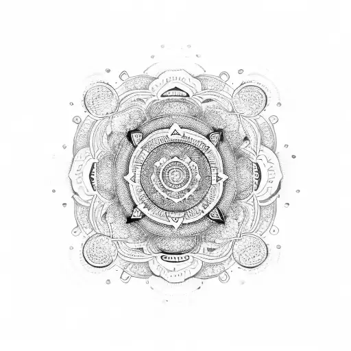 A yin yang symbol with intricate mandala patterns representing the balance between spiritualism and business tattoo design idea