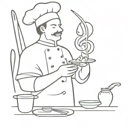 chef cooking and music tattoo design idea