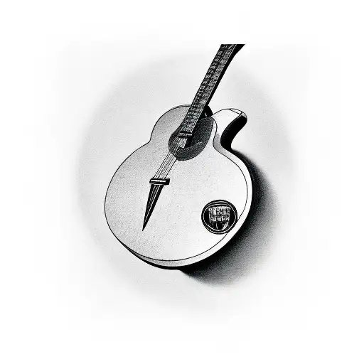 A black-grey tattoo of a guitar pick with the year 1997 engraved on it, commemorating a significant moment in your musical journey tattoo design idea