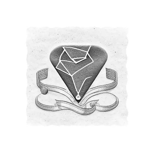 A black-grey tattoo of a guitar pick with the year 1997 engraved on it, commemorating a significant moment in your musical journey tattoo design idea