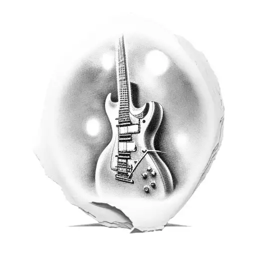A black-grey tattoo of a guitar pick with the year 1997 engraved on it, commemorating a significant moment in your musical journey tattoo design idea