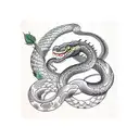 snake around roses  tattoo design idea