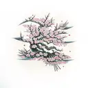 cherry blossom tree with falling petals  tattoo design idea