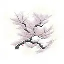 cherry blossom tree with falling petals  tattoo design idea