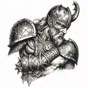 black and white viking warrior  tattoo design idea