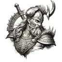 black and white viking warrior  tattoo design idea