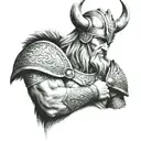 black and white viking warrior  tattoo design idea