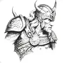 black and white viking warrior  tattoo design idea