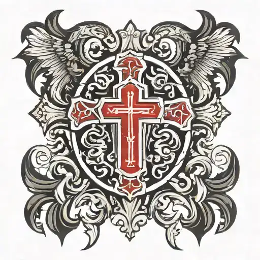 orthodox cross and Serbian coat of arms  tattoo design idea