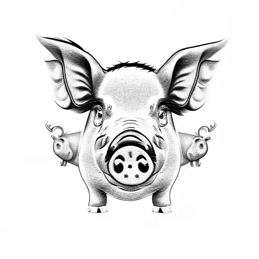 miracle with heat and pig tattoo design idea