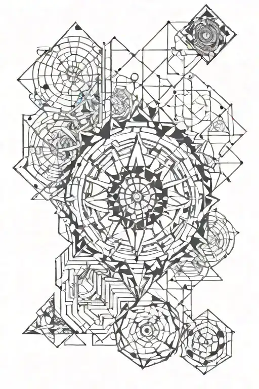 geometric time running tattoo design idea
