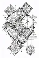geometric time running tattoo design idea