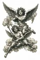 cupids flying in the clouds tattoo design idea