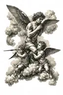 cupids flying in the clouds tattoo design idea