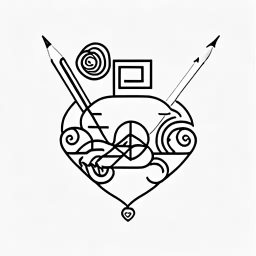 A minimalist tattoo of a heart-shaped pencil to symbolize the love for teaching and engineering. tattoo design idea
