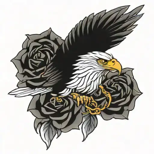 eagle rose glasses tattoo design idea
