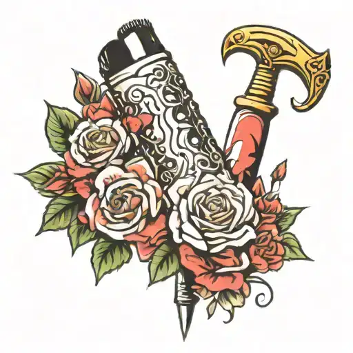 stiletto razor in style tattoo design idea
