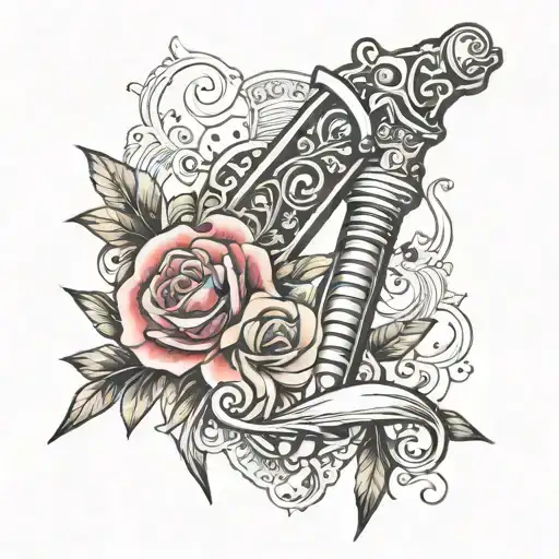 stiletto razor in neo-traditional style tattoo design idea
