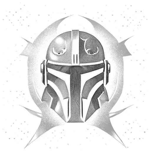 Mandalorian Helmet with 3 skulls tattoo design idea