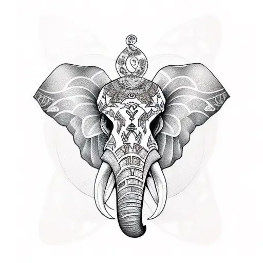 elephant skull mandala gothic style tattoo tattoo design idea