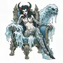 succubus on throne covered in ice tattoo design idea