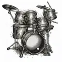 A unique tattoo of a drum set made out of musical instruments like guitars and keyboards tattoo design idea