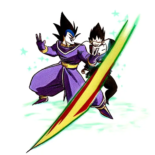 Zorro and Vegeta engaged in an epic sword vs. energy blast battle tattoo design idea
