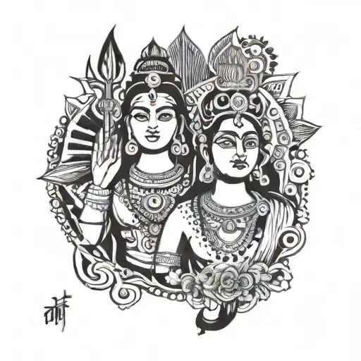 shiva shakthi durga minimalist simple tattoo design idea