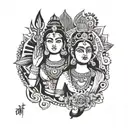 shiva shakthi durga minimalist simple tattoo design idea