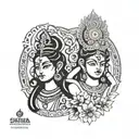 shiva shakthi durga minimalist simple tattoo design idea