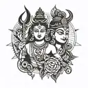 shiva shakthi durga minimalist simple tattoo design idea