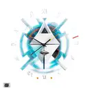 A modern and edgy interpretation of Kairos, the Greek God of Time, with a clock motif incorporated into the design tattoo design idea