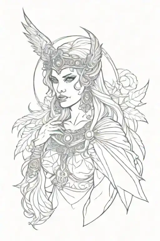 The morrigan Irish goddes tattoo design idea