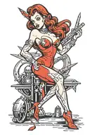Jessica rabbit warrior metal music tattoo design idea