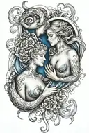 Aquarius and cancer together in love forever & always tattoo design idea