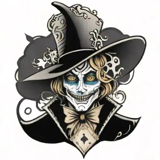 jack of spades with alice in wonderland sleeve tattoo tattoo design idea