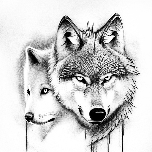 Wolf and Cub  tattoo design idea