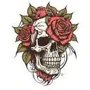 skull spider roses tattoo design idea