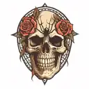 skull spider roses tattoo design idea