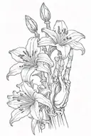 skeleton hand holding lily flower tattoo design idea
