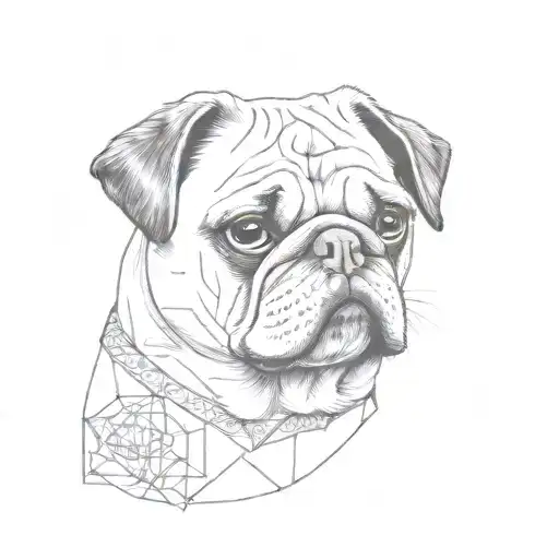 pug dog playing tattoo design idea