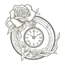 a clock with snakes and a lions head and roses growing tattoo design idea