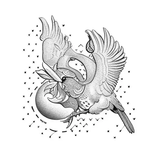 small four birds with prosper written in latin  tattoo design idea