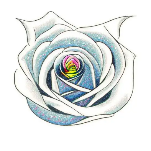 rainbow rose bush tattoo design idea