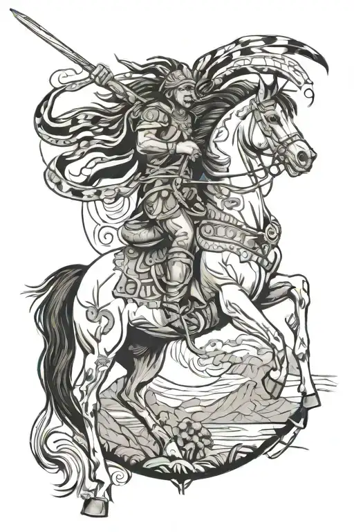 ojibwe creation story with warrior on horse tattoo design idea